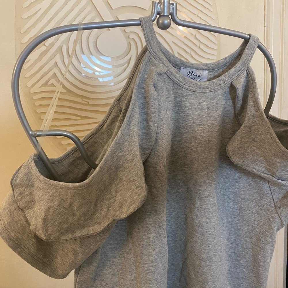Cut Out Shoulder Top with Ruffle Detailing